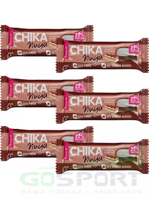 Протеиновый батончик Chikalab Батончик глазированный Chika nuga 6 x 50 г, Тирамису Протеиновый батончик Chikalab Батончик глазированный Chika nuga 6 x 50 г, Тирамису