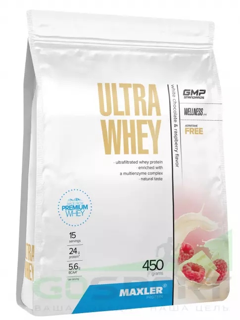 Сывороточный протеин MAXLER Ultra Whey 450 г, Белый шоколад с малиной Сывороточный протеин MAXLER Ultra Whey 450 г, Белый шоколад с малиной
