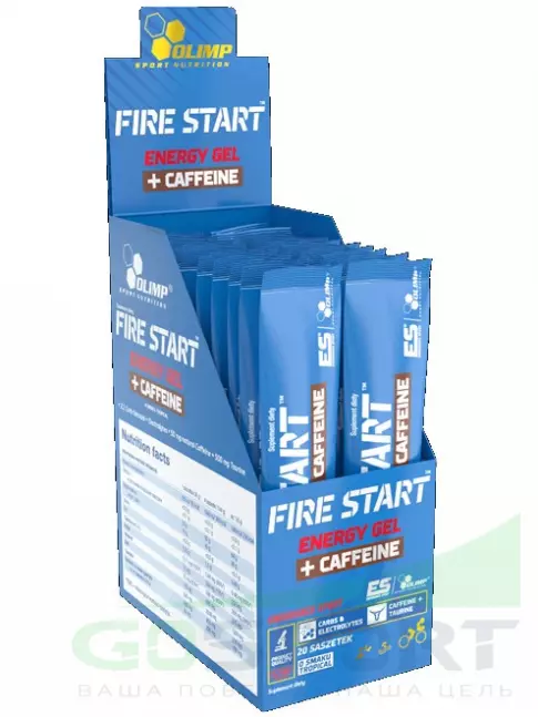 Гель питьевой OLIMP Fire Start Energy Gel + Caffeine 20 x 36 г, Тропический