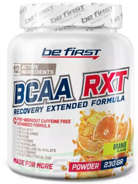 BCAA Be First BCAA RXT powder 2:1:1 230 г, Апельсин BCAA Be First BCAA RXT powder 2:1:1 230 г, Апельсин