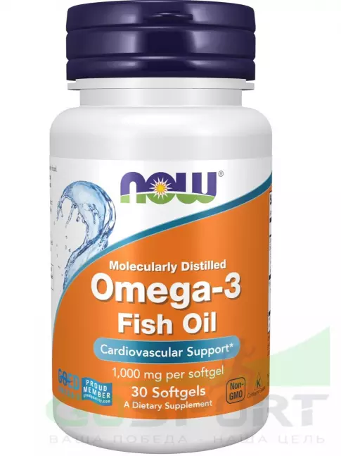 Омега-3 NOW Foods Omega-3 Fish Oil 1000 mg 30 гелевых капсул Омега-3 NOW Foods Omega-3 Fish Oil 1000 mg 30 гелевых капсул