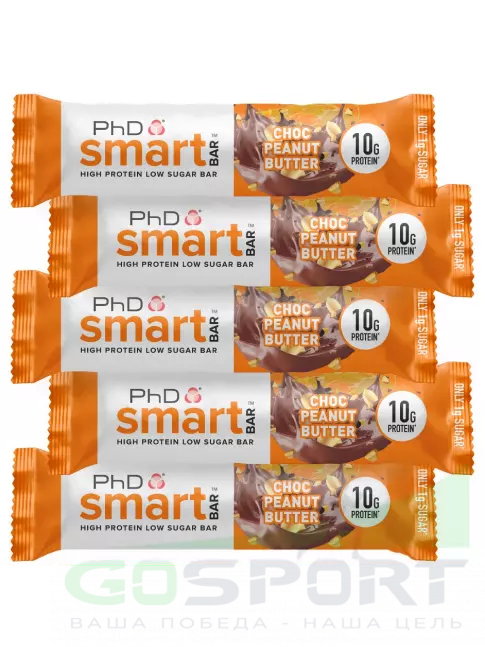 Протеиновый батончик PhD Nutrition Smart Bar 5 x 64 г, Шоколад - Арахисовое масло Протеиновый батончик PhD Nutrition Smart Bar 5 x 64 г, Шоколад - Арахисовое масло
