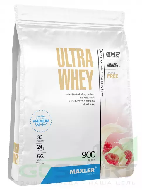 Сывороточный протеин MAXLER Ultra Whey 900 г, Белый шоколад с малиной Сывороточный протеин MAXLER Ultra Whey 900 г, Белый шоколад с малиной