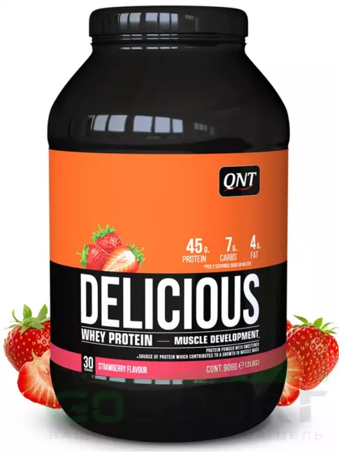 Комплексный протеин QNT DELICIOUS WHEY PROTEIN POWDER 908 г, Клубника Комплексный протеин QNT DELICIOUS WHEY PROTEIN POWDER 908 г, Клубника