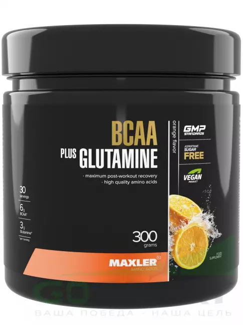 BCAA MAXLER BCAA 6000 mg + Glutamine 300 г, Апельсин BCAA MAXLER BCAA 6000 mg + Glutamine 300 г, Апельсин