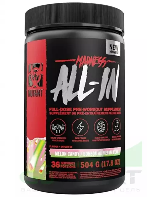 Предтреник в порошке Mutant MADNESS ALL-IN 504 г, Леденец из Дыни