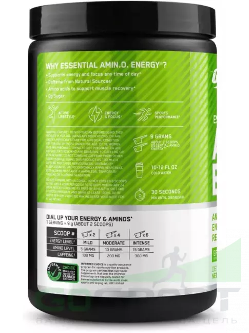 Аминокислоты Optimum Nutrition Essential Amino Energy 270 г, Зеленое яблоко Аминокислоты Optimum Nutrition Essential Amino Energy 270 г, Зеленое яблоко