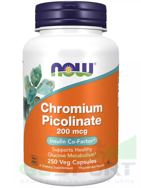 Хром NOW Foods Chromium Picolinate 200 mcg 250 капсул Хром NOW Foods Chromium Picolinate 200 mcg 250 капсул