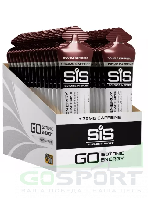 Гель питьевой SCIENCE IN SPORT (SiS) GO Energy 150 mg caffeine 30 x 60 мл, Двойной эспрессо Гель питьевой SCIENCE IN SPORT (SiS) GO Energy 150 mg caffeine 30 x 60 мл, Двойной эспрессо