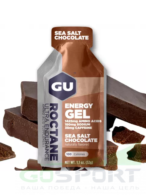 Гель питьевой GU Energy Labs GU ROCTANE Energy Gel 35mg caffeine 5 x 32 г, Шоколад-Морская соль