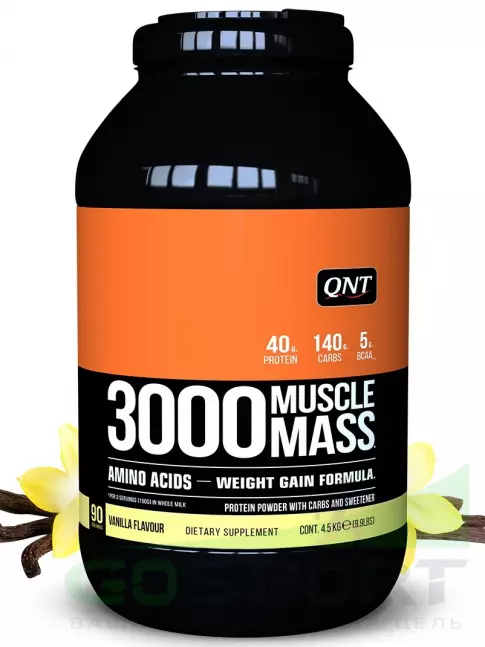 Гейнер QNT MUSCLE MASS 3000 4500 г, Ваниль Гейнер QNT MUSCLE MASS 3000 4500 г, Ваниль