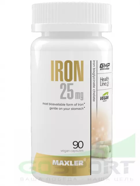 Железо MAXLER Iron 25 mg 90 вегетарианских капсул Железо MAXLER Iron 25 mg 90 вегетарианских капсул