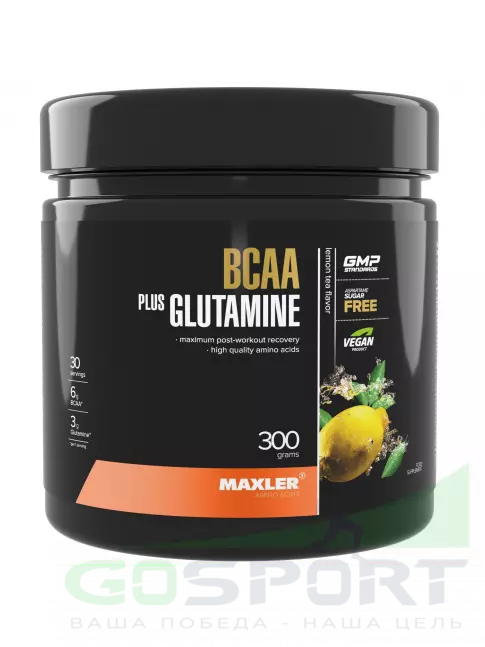 BCAA MAXLER BCAA 6000 mg + Glutamine 300 г, Лимонный чай BCAA MAXLER BCAA 6000 mg + Glutamine 300 г, Лимонный чай