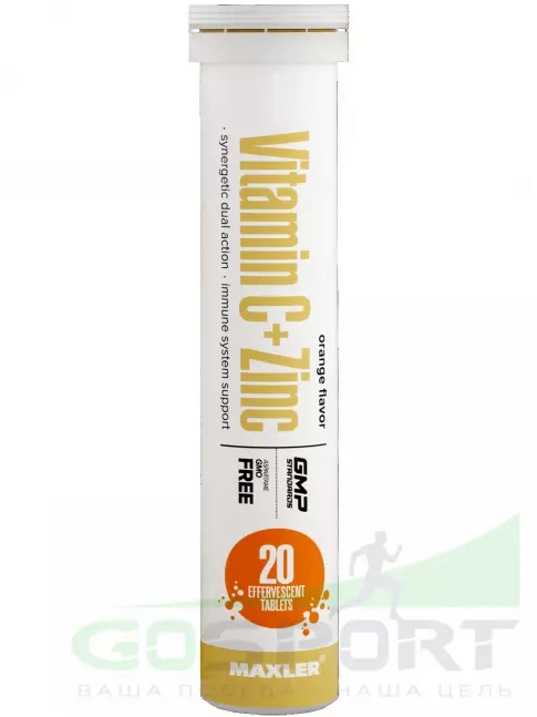 Витамин C MAXLER Vitamin C + Zinc Effervescent Tablets 1 х 20 таб, Апельсин Витамин C MAXLER Vitamin C + Zinc Effervescent Tablets 1 х 20 таб, Апельсин