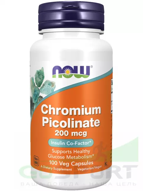 Хром NOW Foods Chromium Picolinate 200 mcg 100 капсул