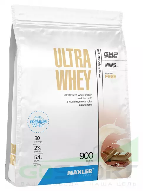 Сывороточный протеин MAXLER Ultra Whey 900 г, Молочный шоколад Сывороточный протеин MAXLER Ultra Whey 900 г, Молочный шоколад