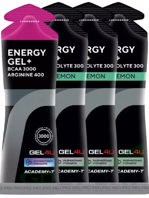 Гель питьевой GEL4U Energy Gel+electrolyte 300 4 х 60 г, Лесные ягоды, лимон и мята