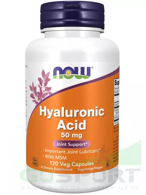 Гиалуроновая кислота NOW Foods Hyaluronic Acid 50 mg with MSM 120 веган капсул Гиалуроновая кислота NOW Foods Hyaluronic Acid 50 mg with MSM 120 веган капсул