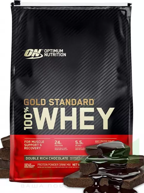 Сывороточный протеин Optimum Nutrition 100% Whey Gold Standard 4545 г, Двойной шоколад Сывороточный протеин Optimum Nutrition 100% Whey Gold Standard 4545 г, Двойной шоколад