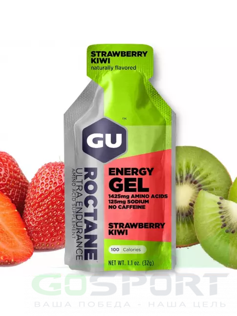 Гель питьевой GU Energy Labs GU ROCTANE Energy Gel no caffeine 24 x 32 г, Клубника-Киви Гель питьевой GU Energy Labs GU ROCTANE Energy Gel no caffeine 24 x 32 г, Клубника-Киви