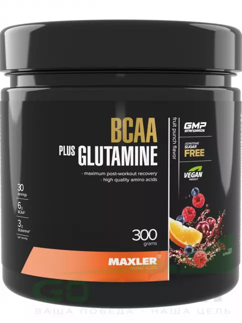 BCAA MAXLER BCAA 6000 mg + Glutamine 300 г, Фруктовый пунш BCAA MAXLER BCAA 6000 mg + Glutamine 300 г, Фруктовый пунш