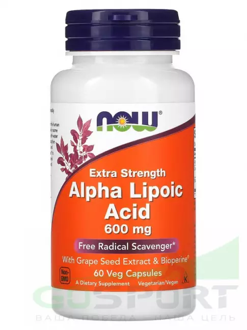 Альфа-липоевая кислота (ALA) NOW Foods Alpha Lipoic Acid 600 mg 60 веган капсул Альфа-липоевая кислота (ALA) NOW Foods Alpha Lipoic Acid 600 mg 60 веган капсул