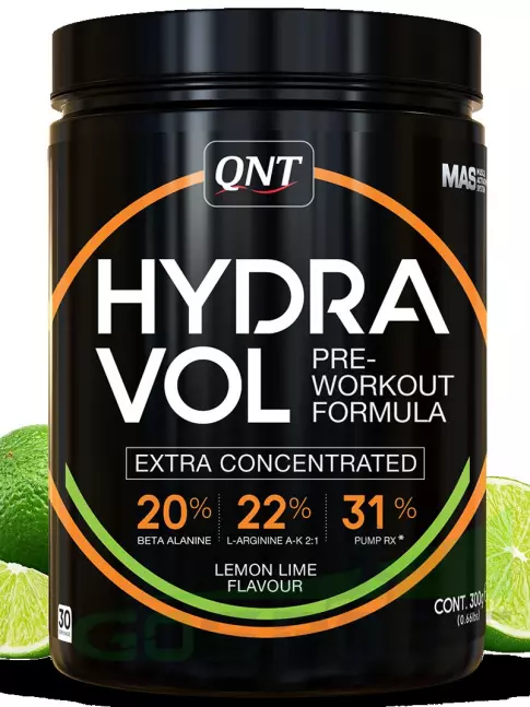 Предтреник в порошке QNT HYDRAVOL EXTRA CONCENTRATED PRE-WORKOUT no caffeine 300 г, Лимон-Лайм