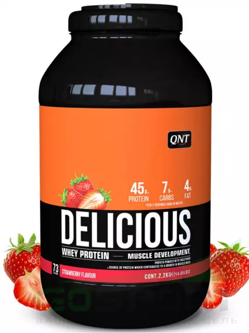 Комплексный протеин QNT DELICIOUS WHEY PROTEIN POWDER 2200 г, Клубника